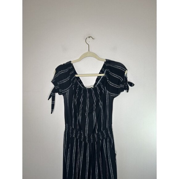 Derek Heart Womens Black White Striped Jumpsuit Casual Comfort Style Size Large - Picture 3 of 13